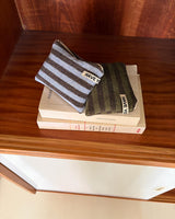 Two-tone terry flat pouch - pale blue , M size