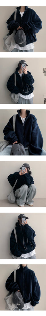 Shortlee boxy fleece zip-up jumper