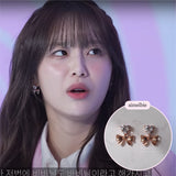[CHUU Piercing] Heart Crystal and Ribbon Piercing - Rosegold