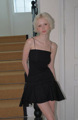 C RUFFLE SLEEVELESS DRESS_BLACK
