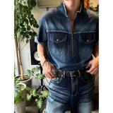 [PREMIUM] Western denim anorak shirts (2color)