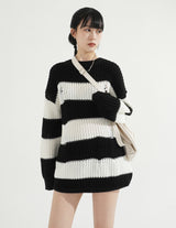 Damage Stripe Over-fit Knit