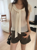 Olive tie blouse