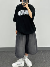 ピンタックデニムハーフパンツ