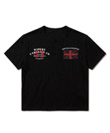 Slub Henley-Neck Cropped T-Shirt Union Jack Black