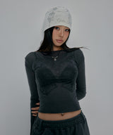 CORSET SHEER LONG SLEEVE_CHARCOAL