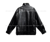 [Mink lining] キャッチレザーハイネックハーフコート