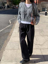 [MADE] Penton Cable V-Neck Crop Knit