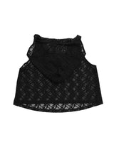 ethnic lace hoodie sleeveless / black