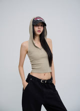 Julie Pig Ribbed Snap Hood Sleeveless