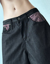 Teki Check Pocket Wide Denim Bermuda Shorts 2color