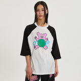 マルチーズトイラグランスリークォータースリーブTシャツ