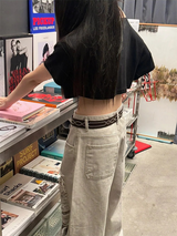 リップオフショルダー半袖Tシャツ(2color)