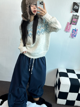 ウール🧸 アンゴラスノーフラワーロウンフニット❤🤎🩵💙4カラー