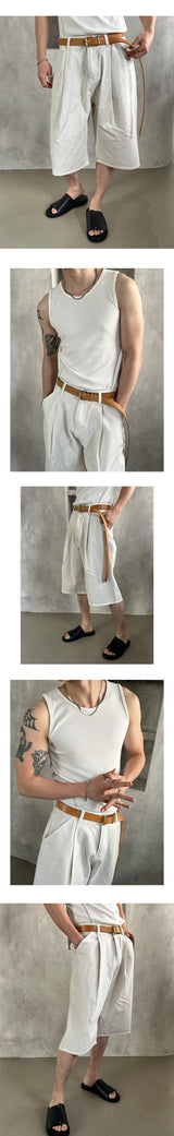 [HANDMADE] Basic leather long belt(Camel)
