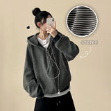 TIG Oversized-fit Soft Knitwear Hooded Zip-Up