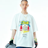 [UNISEX] C.O.M.E モータースポーツオーバーサイズプリントコットンジャージTシャツ（ホワイト）