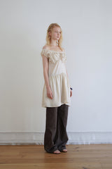 Silky shirring dress_beige