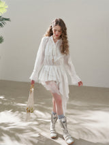 Cotton Embroidered Lace Flower Beads Romantic Dress
