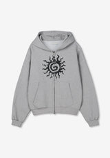 TO ビンテージプリンティングフリースクロップジップアップ