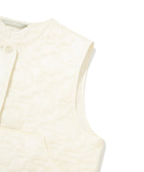 Women’s Clover Heart Quilted Short Vest Light Yellow