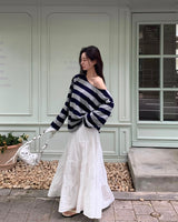 [MADE] Coming, striped off shoulder T-shirt
