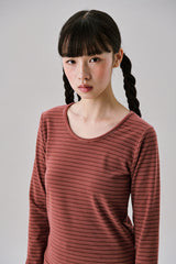ストライプウールTシャツ [Red]