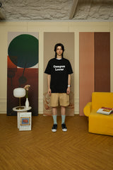 Triple Dream Star Patch Beige Cotton Shorts [For men]