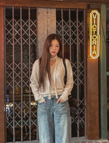 [Muffler set] Nana Wool V-neck Knit