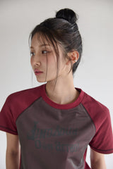 (W) メッシュクロップド半袖Tシャツ