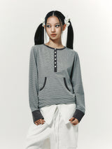 STRIPE BUTTON L/S MINT