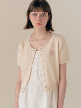 HALF SLEEVE BUTTON CARDIGAN IVORY