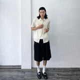 Muted Oat Crinkle Short Sleeve Shirt