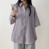 Lori Linen Oversized Fit Short Sleeve Shirt Shirt