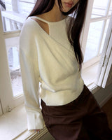 Kern Asymmetrical Wrap Sleeveless Long-Sleeve Knit