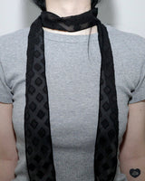 Diamond sheer lace scarf_ black