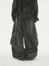 ドロップバックルカーゴデニムパンツ -2C