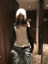 DOUBLE WAIST LOW WIDE DENIM PT