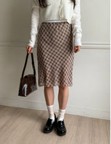 softie checkered midi skirt