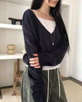 デュアディープVネック ロングスリーブニット