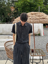 Olin linen indigo half shirts