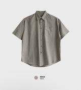 Look グラスナチュラルシアーサッカーストリッピードコットンオーバーサイズシャツ