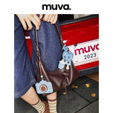 muva. 本革 ホーボー 大容量 通勤 2WAY ショルダーバッグ