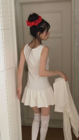 [♡MADE♡] tone due knit flare ops + soft cd SET
