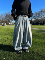 Naughty Stripe Balloon Denim Pants 2C