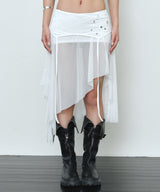 eyメッシュ スカート(white)