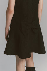 Back Ribbon Tweed Dress Black