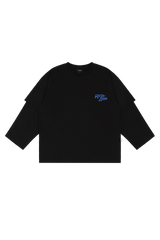 ブラックヴィンテージロックレイヤードTシャツ