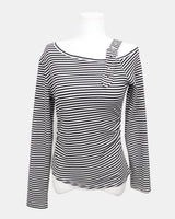 ワンデンストライプワンショルダーシャードTシャツ