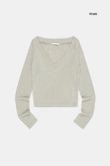 Olga deep V-neck crop long sleeve